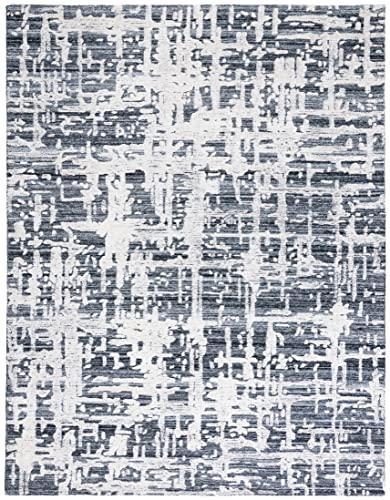 Safavieh SAFAVIEH Soho Collection 8' x 10' Grey/Ivory SOH657F Handmade Modern Abstract Premium Viscose Blend Living Room Dining Bedroom Area Rug