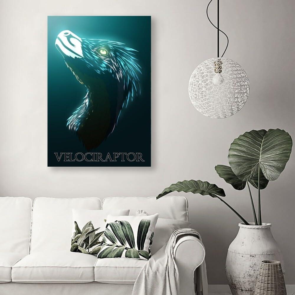 MLabyrinth MLabyrinth Velociraptor Dinosaur Poster Educational Art Species Name posters Dinosaur Wall Decor Canvas Print Kids Boys Nursery Bedroom Decorations-20x30inch- Unframed