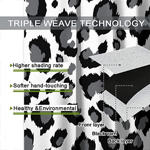 BAEKJIN Animal Skin Curtains for Kitchen Black White Leopard Print Modern Simple Geometric Art Printed Living Room Bedroom Window Drapes 42x45in