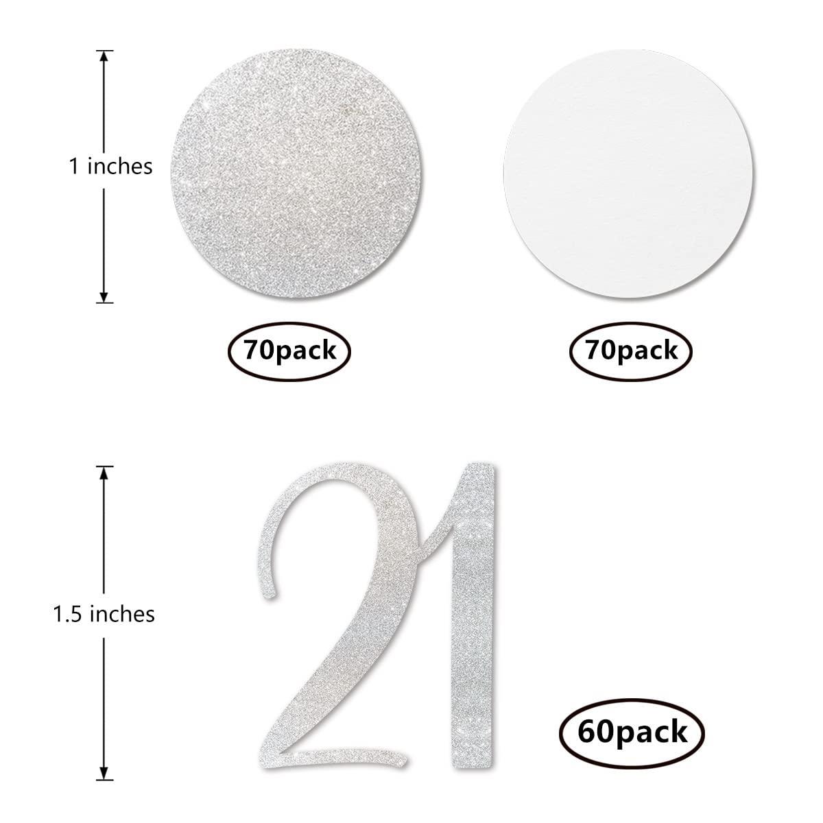 MAGJUCHE Silver Glitter 21 Confetti, 21st Birthday Number Confetti, 200pcs Anniversary Party Table Decoration Supplies