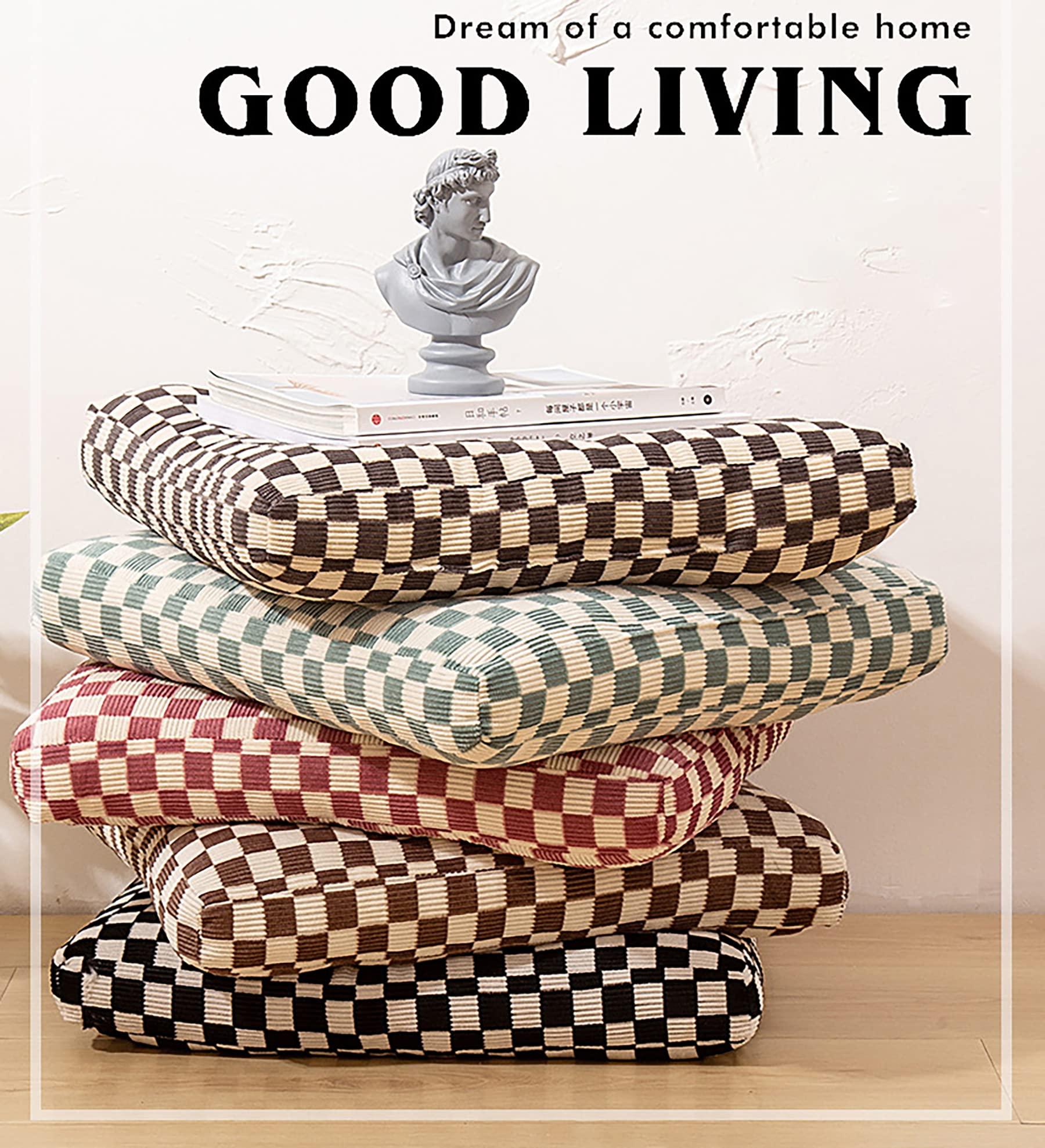 BUENA DECOR Chair Cushions for Dining Chairs 4 Pack - Seat Cushions for Kitchen Chairs, Chair Pads for Dining Chairs, Kitchen Chair Cushions Corduroy and Elastic Pearl Cotton 16x16 (Black, 6)