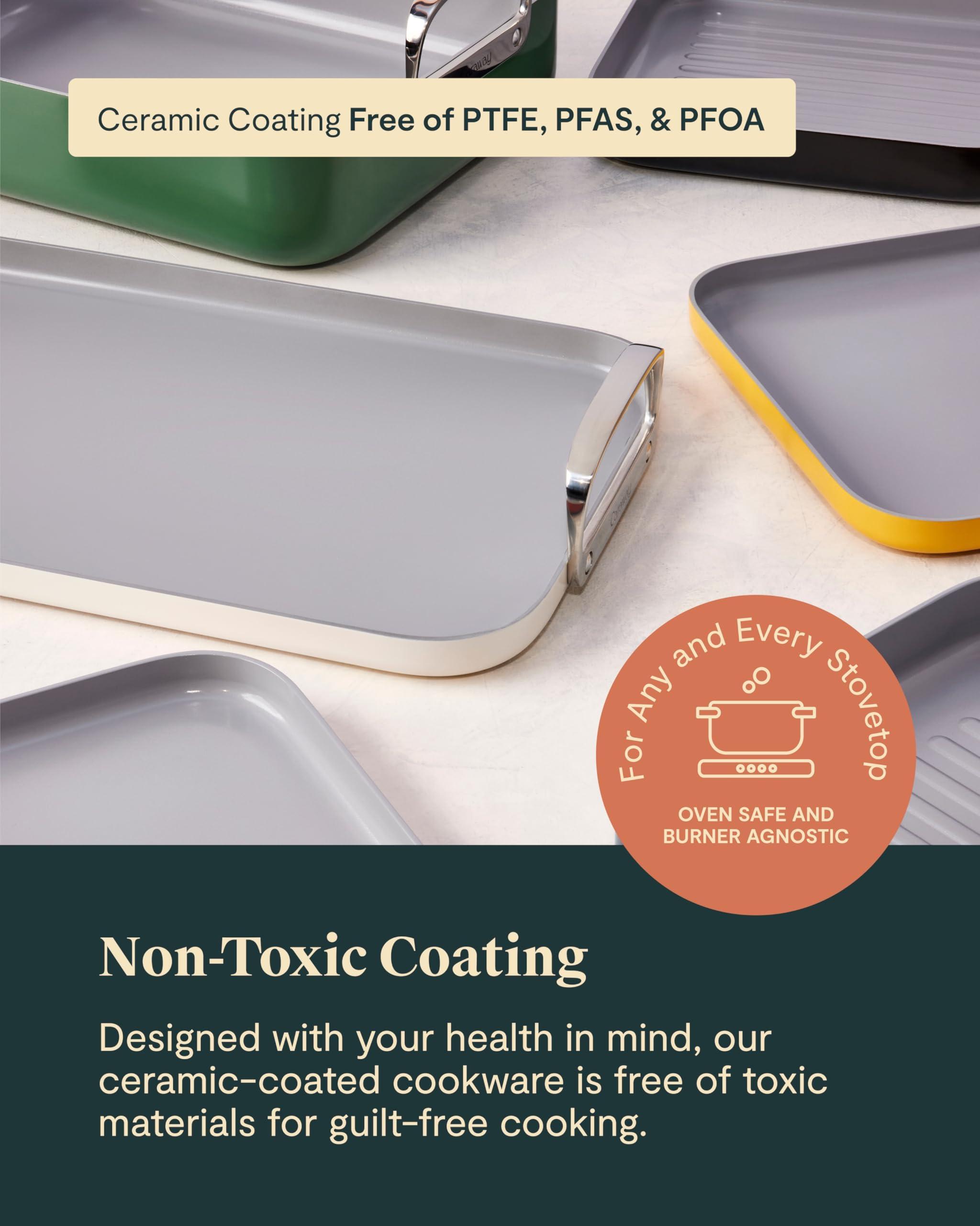 Caraway Caraway Square Cookware Set - Square Pans Set - Perfect for Griddling, Toasting, Searing, Roasting, and More - Non-Stick Ceramic Coated Pans - Non Toxic, PTFE & PFOA Free - Black