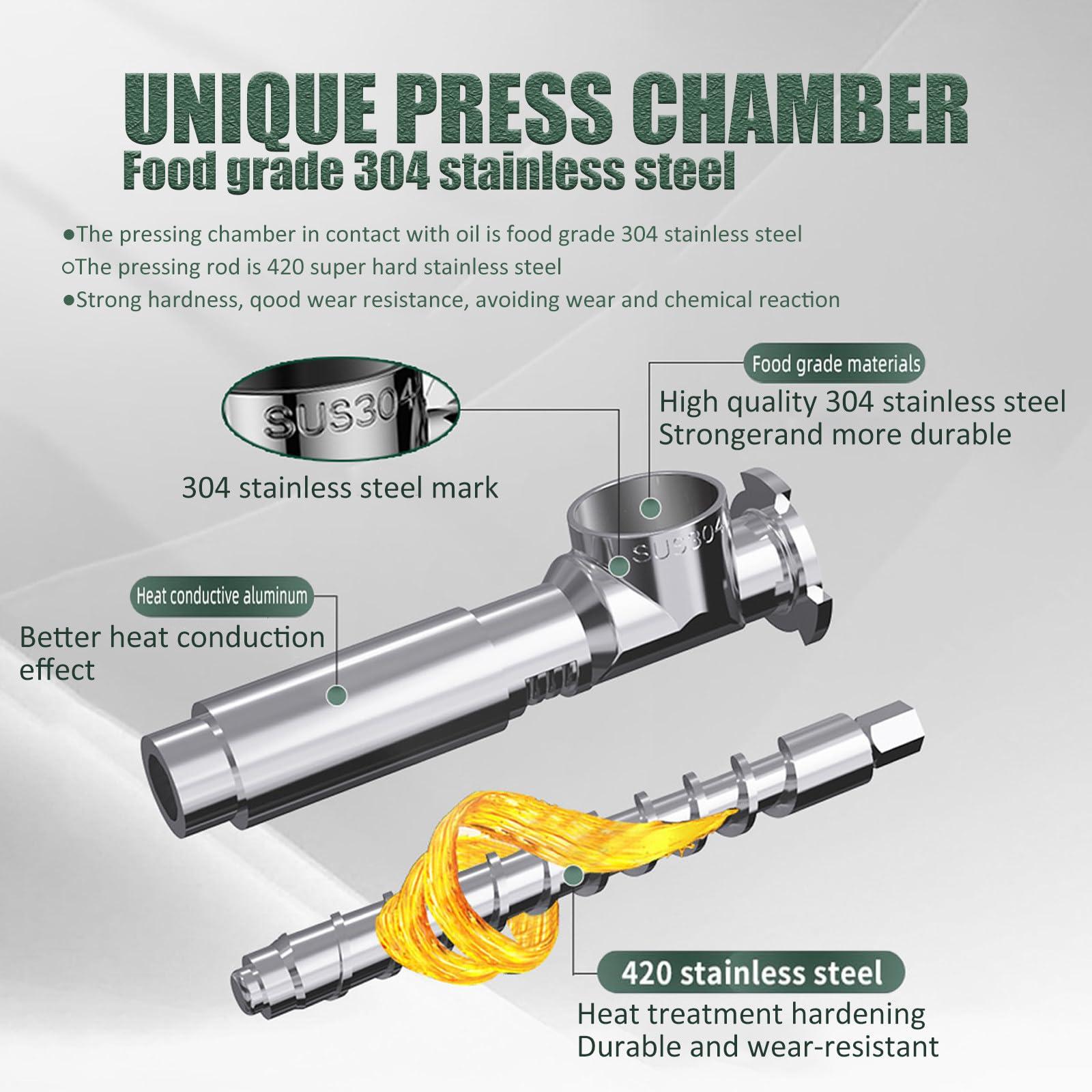 Fablestoryem Electric Oil Press Machine,Cold Hot Press All Stainless Steel Oil Extractor,820W Food Grade Automatic Oil Extractor for Commercial Home,Peanut Sesame Canola Coconut Sunflower Seeds,110V