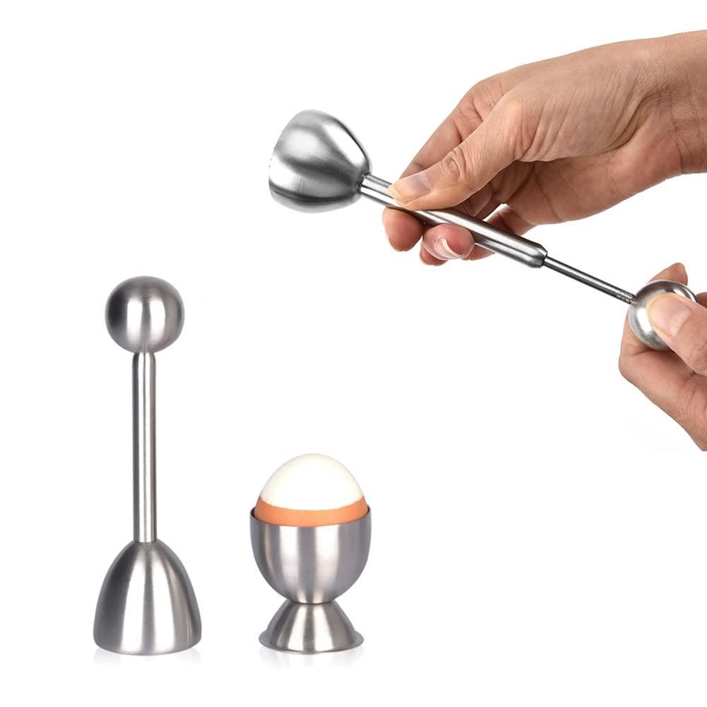 brandname Egg Cracker Topper Set for Soft Boiled Eggs Includes 1 Stainless Steel Egg Topper 6 Egg holder cups 6 Egg Spoons 1 Egg Timer 1 Egg Yolk Separator