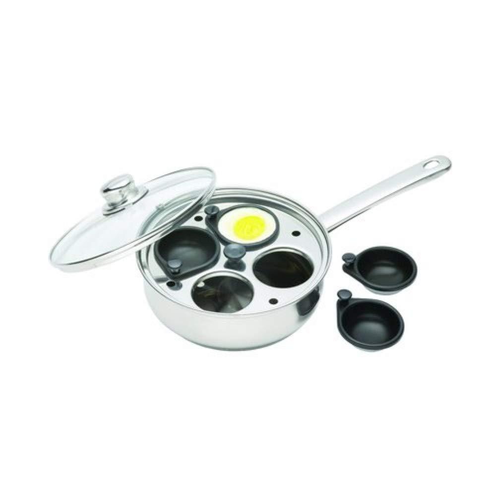 Kitchen Craft KitchenCraft 4 Egg Poacher Pan in Gift Box, Non Stick and Induction Safe, Stainless Steel, 20.5 cm