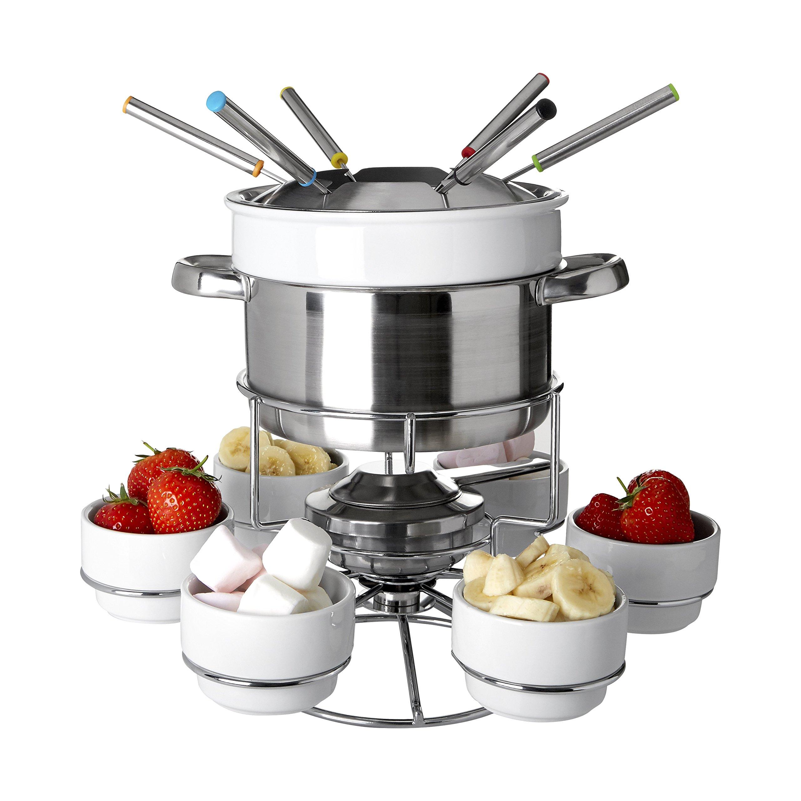 Premier Premier Housewares Stainless Steel/Porcelain Fondue Set - White
