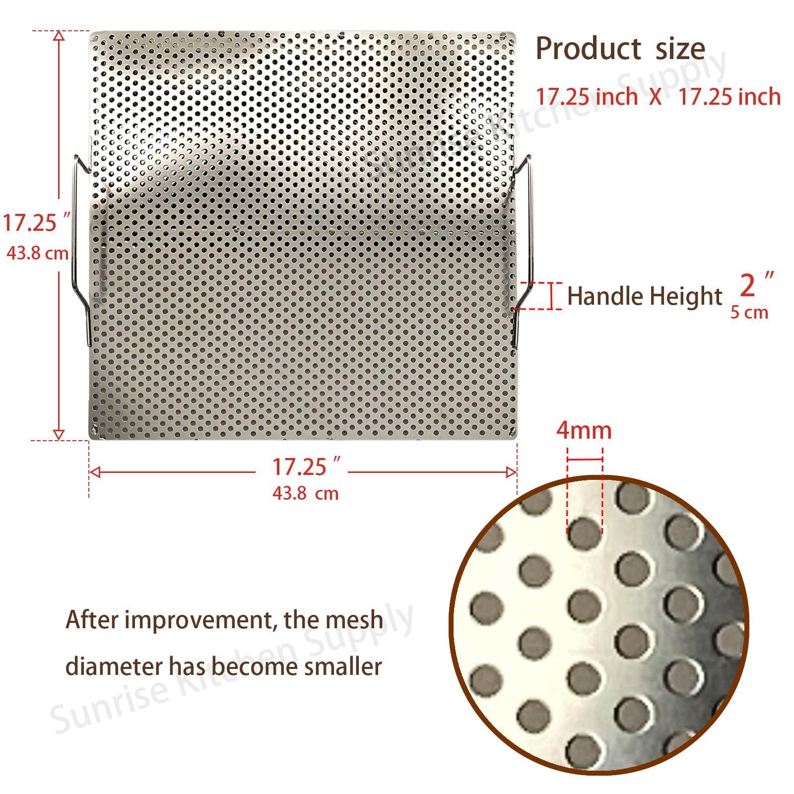 Sunrise Kitchen Supply Sunrise Stainless Steel Fryer Screen with Handles (Solid Screen) (1, 17.5\" x 17.5\" x 2\")