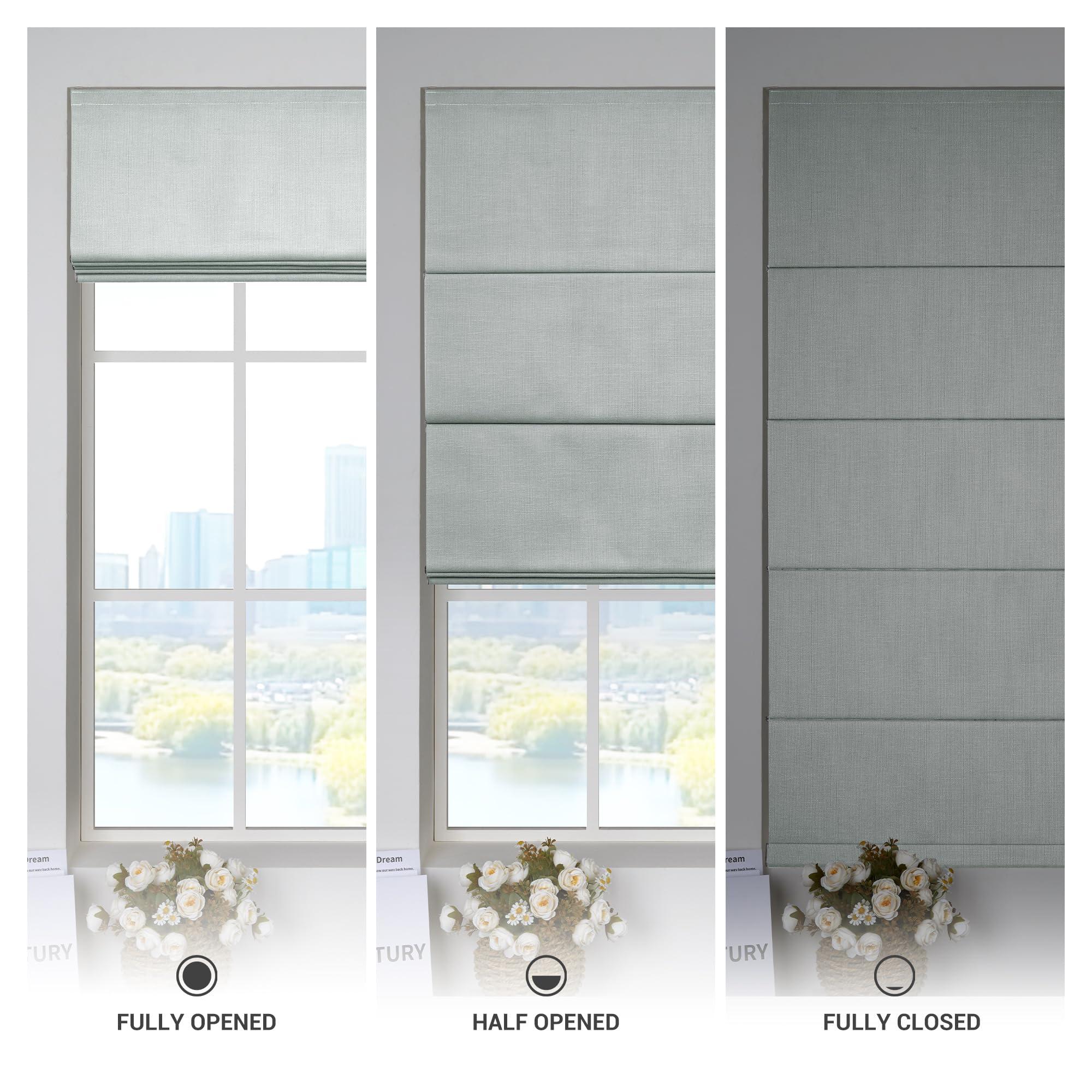 HOTSOON HOTSOON Blackout Roman Shades for Window, Linen Roman Window Shades, Custom Washable Fabric Roman Blinds, Thermal Insulation UV Protection for Home Living Room Loft, White,20-21" W x 57-64" H