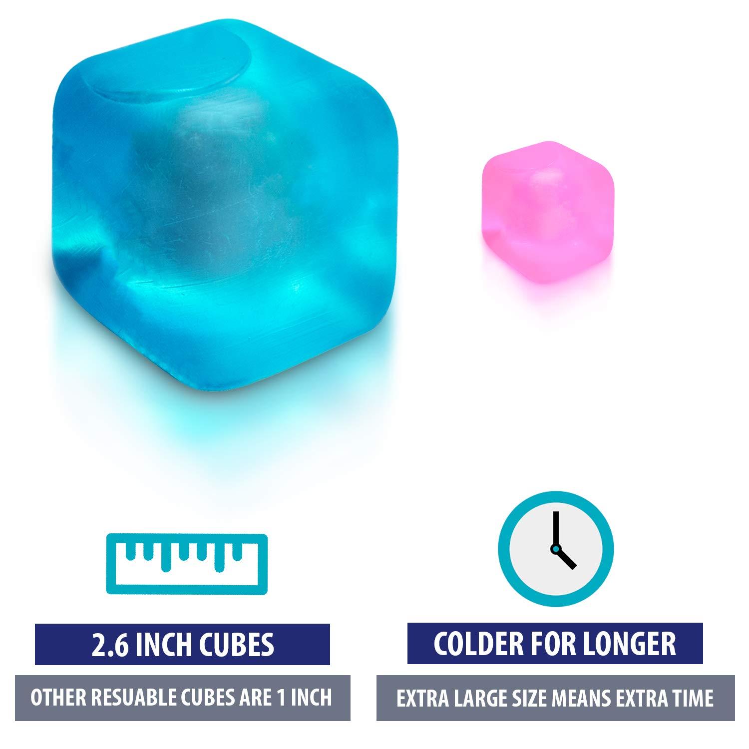 M PAIN MANAGEMENT TECHNOLOGIES Extra Large Reusable Ice Cubes (2.6 Sq.) - BPA Free Plastic - for Cold Therapy Units, Drink Coolers, or Drink Dispensers. Stay cold Longer. 6-Pack