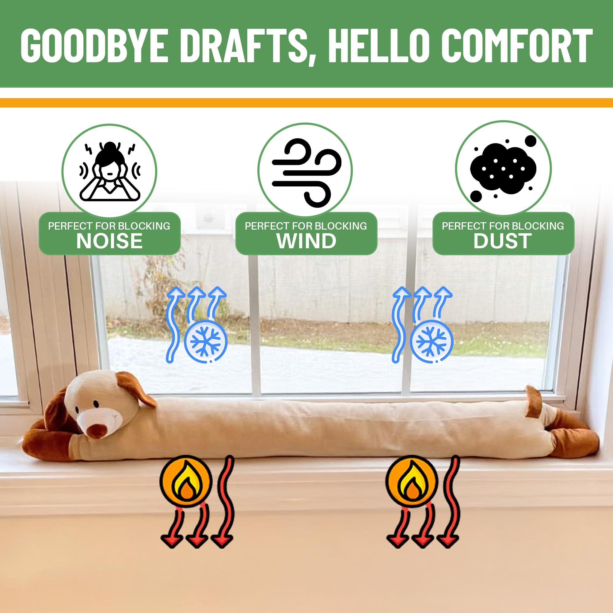 Evelots Evelots Under Door Dog Draft Stopper - Weighted - Keep Cold Air, Warm Air Out - Odor, Noise, Dust, Wind Blocker - Great for Window - Full 38 Inch Long - Heavy Duty Cute Puppy - Hanging Loops
