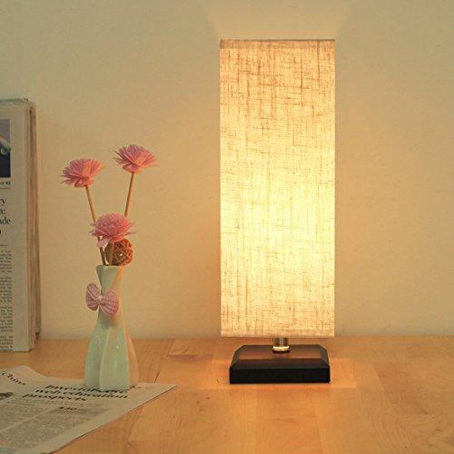ZEEFO ZEEFO Bedside Table Lamp, Retro Style Solid Wood Base Table Lamps with Fabric Shade Nightstand Mini Desk Lamps for Bedroom, Living Room, Bookcase (Square)