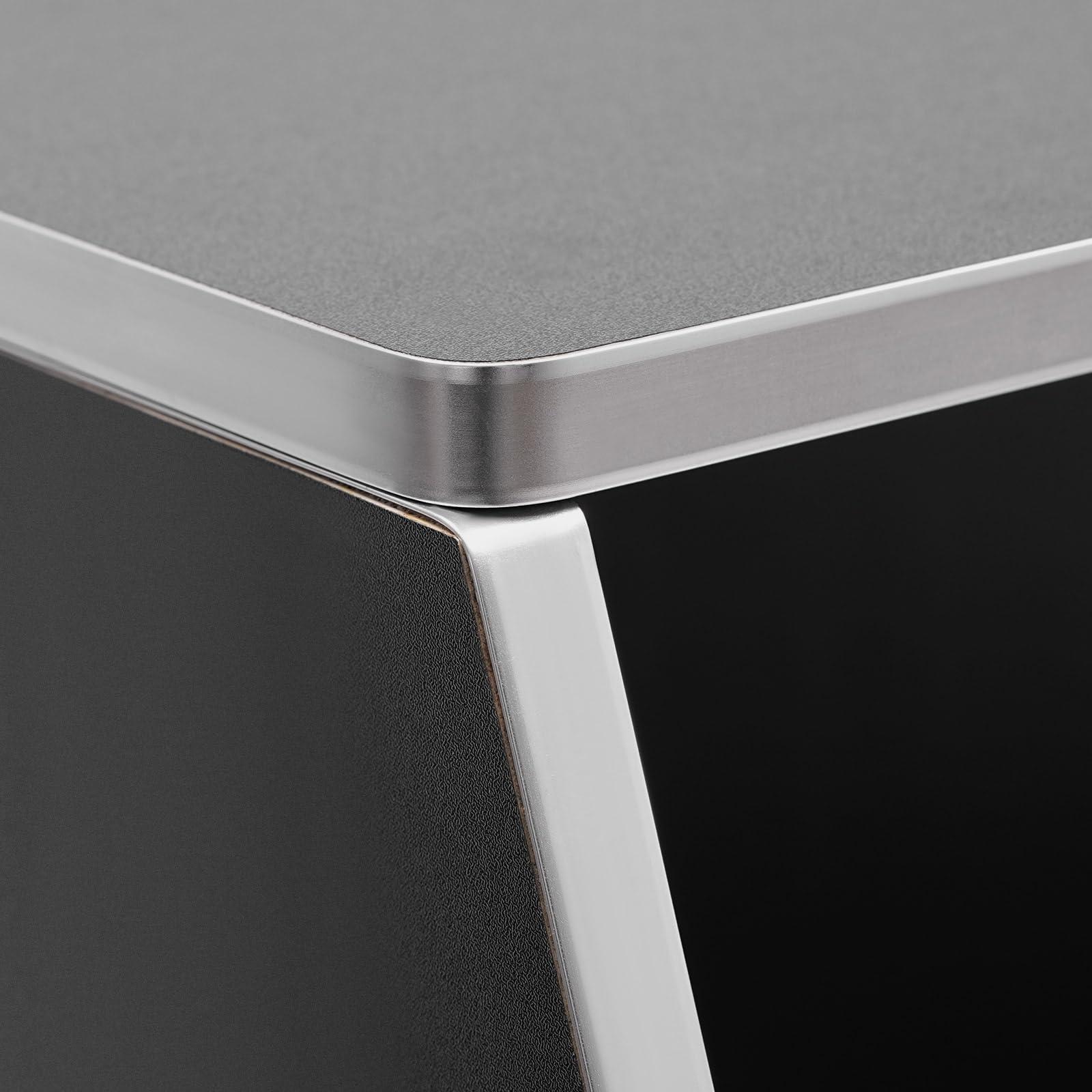 Pinelicorn Pinelicorn 4\' Folding Portable Event Bar with Top and Middle Shelves, Portable Bar Cabinet Mobile Bartender Station Mobile Laminate Foldable Bar Table for Parties and Events (Frosted Black)