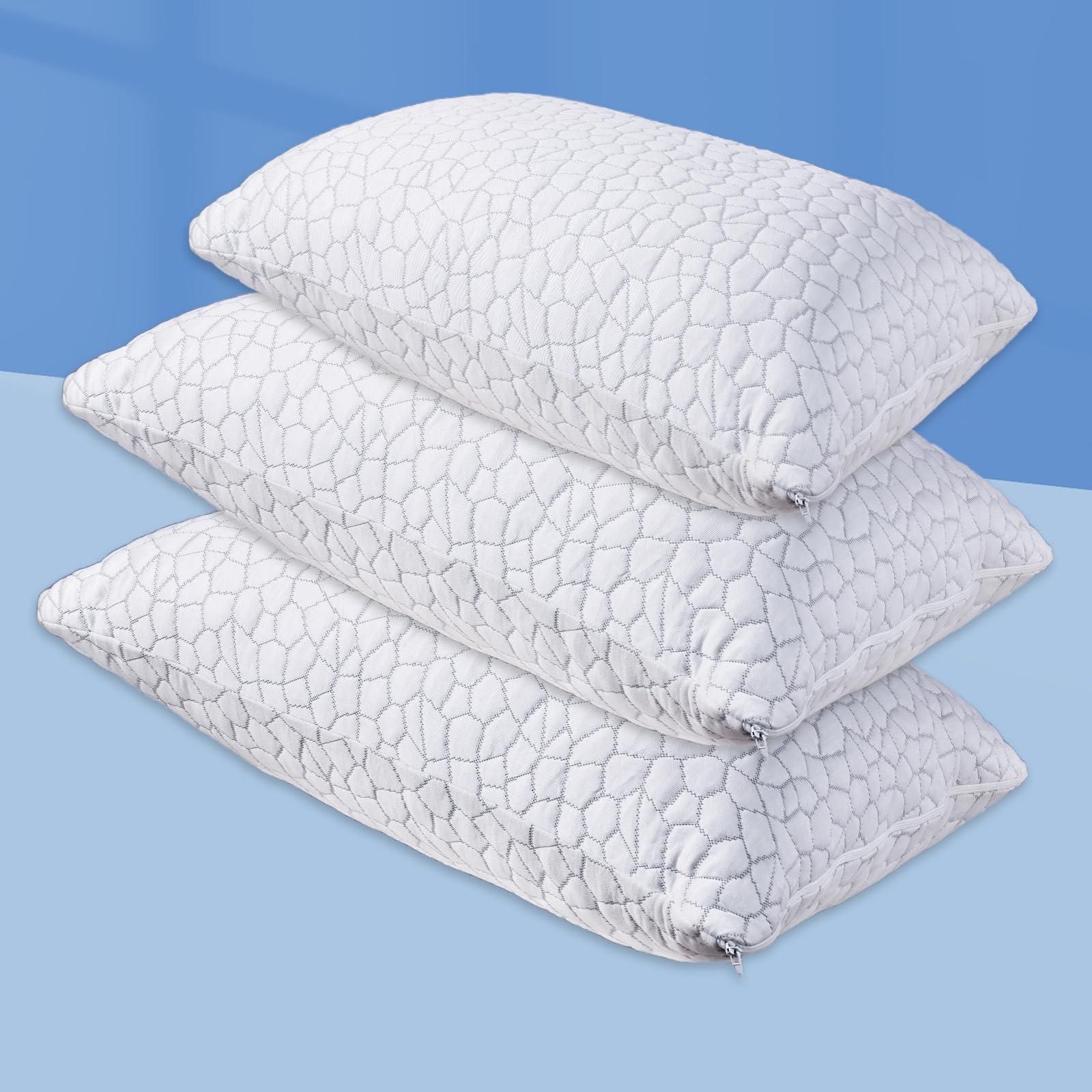 QUTOOL QUTOOL Cooling Pillows for Sleeping 3 Pack, Shredded Memory Foam Bed Pillows King Size Set of 2 and Standard Size Pillow 1 Pack