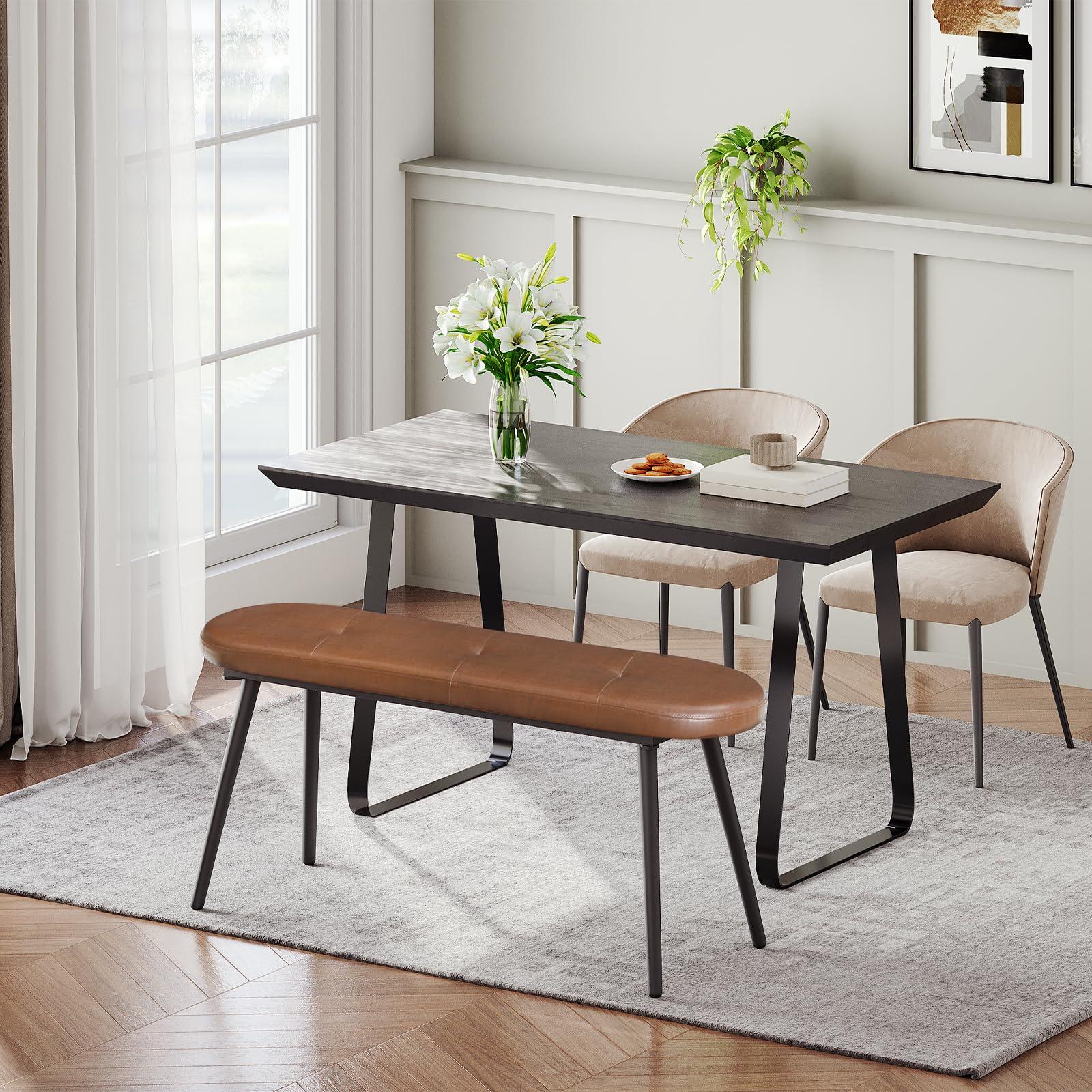 HOOBRO HOOBRO Pair of 2 Benches and Dining Bench Bundle, Industrial Style Indoor Benches for Kitchen, Living Room, 39.4\" Upholstered Table Bench for Kitchen, Dining Room, Entryway BF01CD01-CB100CD01