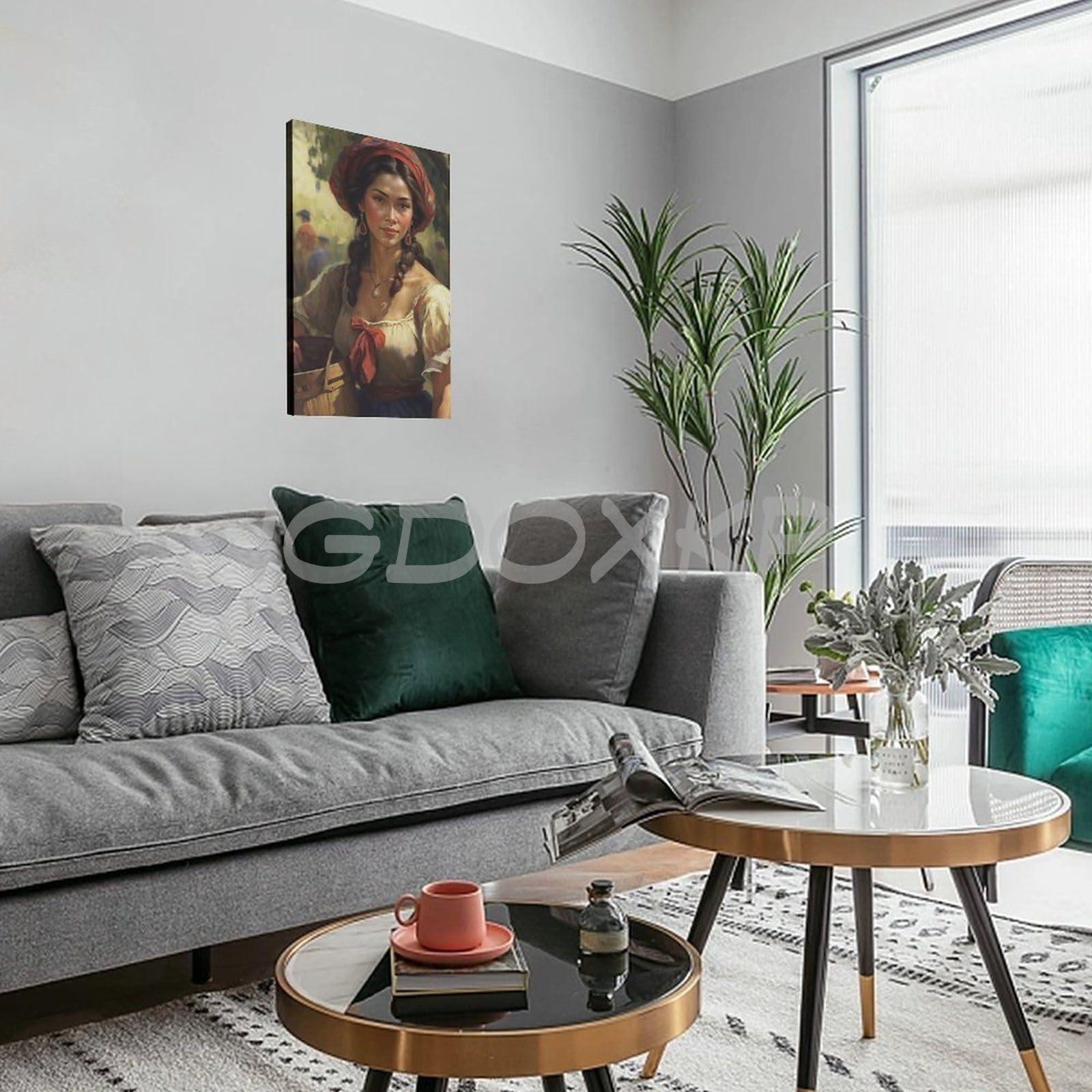 TOYOCC TOYOCC Artist Fernando Amorsolo Nicknamed The Great Old Man of Filipino Art Painting Rural Spring Landscape Canvas Poster Bedroom Decor Office Room Decor Gift Frame-style 16x24inch(40x60cm)