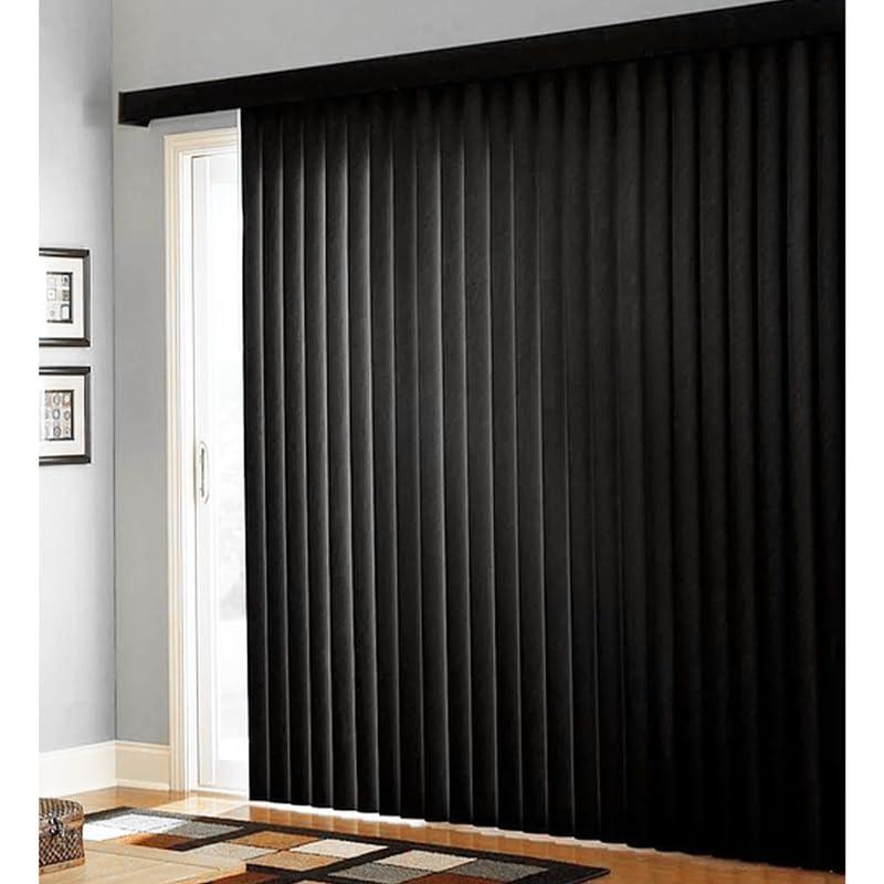 BlindDen Black Frisco Textured Vinyl Vertical Blinds with 3-1/2" Embossed Vanes 54" Wide x 48" Long Cordless