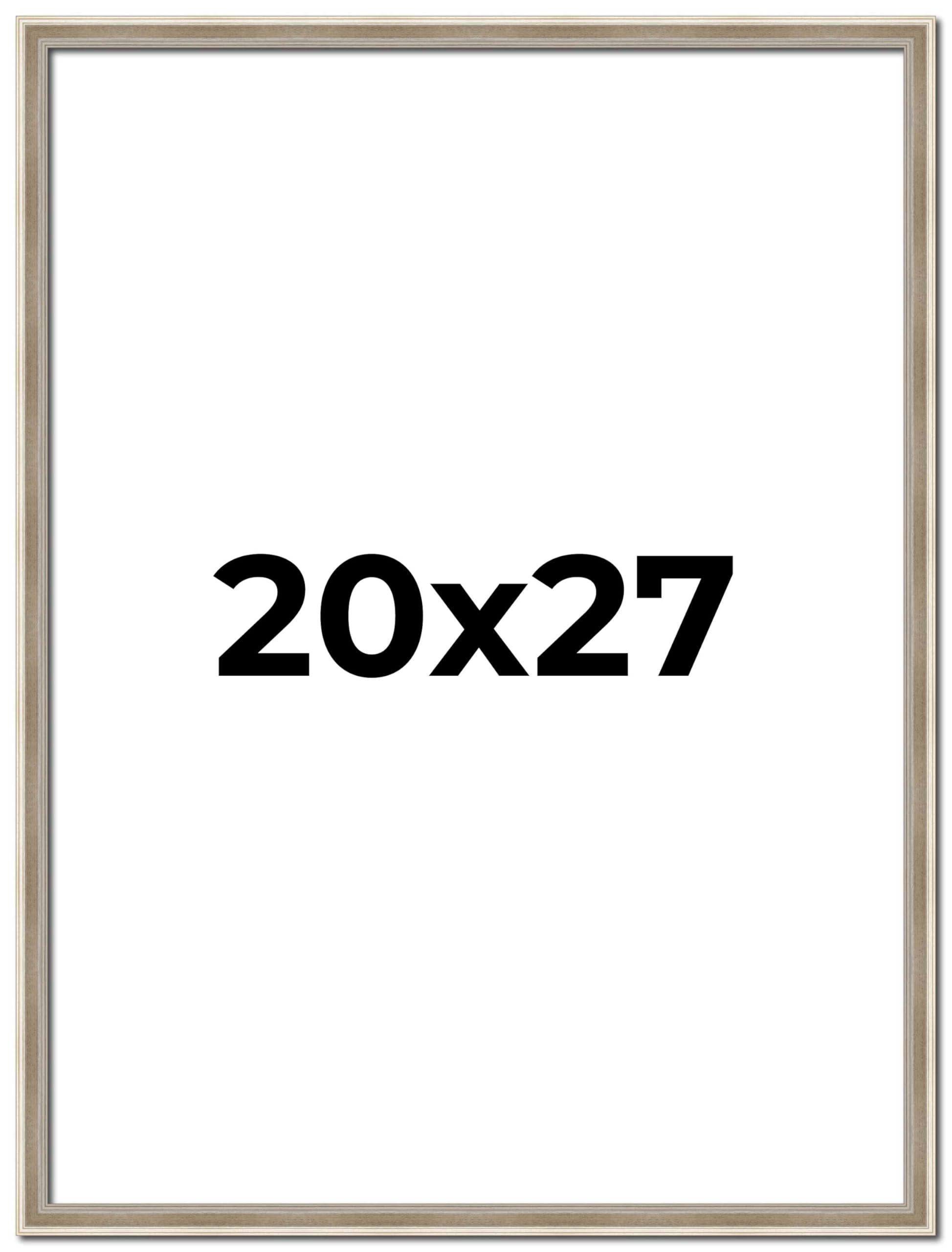 Poster Palooza Poster Palooza 20x27 Frame Silver Modern Solid Wood Picture Frame | 0.75 Inch Moulding Width | with UV Acrylic Plexiglass, Foam Board Backing & Hanging Hardware Included
