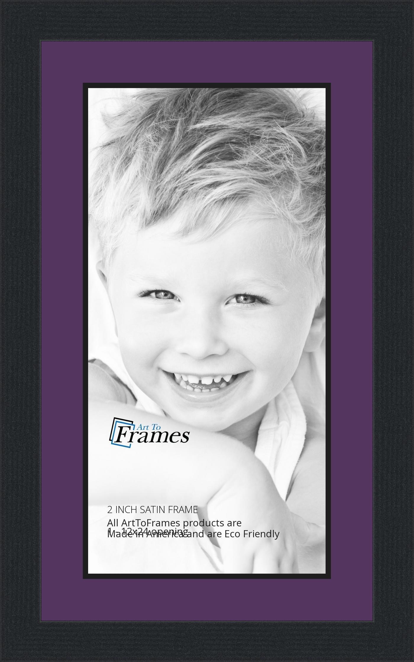 ArtToFrames 12x24 / 12 x 24 Picture Frame Satin Black .. 2\'\' wide with a 2\'\' double mat