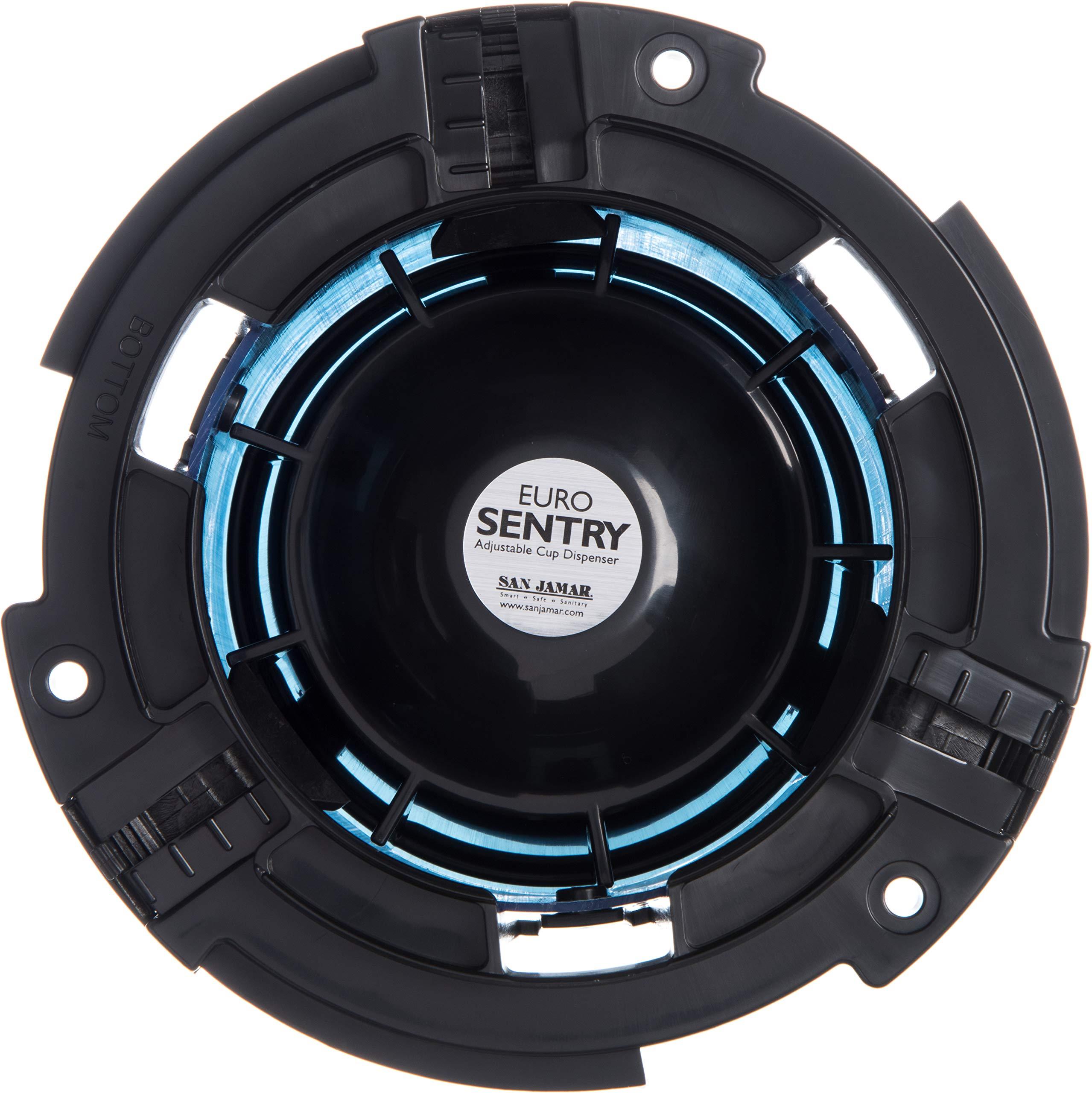 San Jamar San Jamar Euro Sentry In-Counter Cup Dispenser 4-24 Oz Cups with Adjustable Lever for Restaurants, Dining Halls, and Fast Food, Plastic, 23.5 Inches, Blue