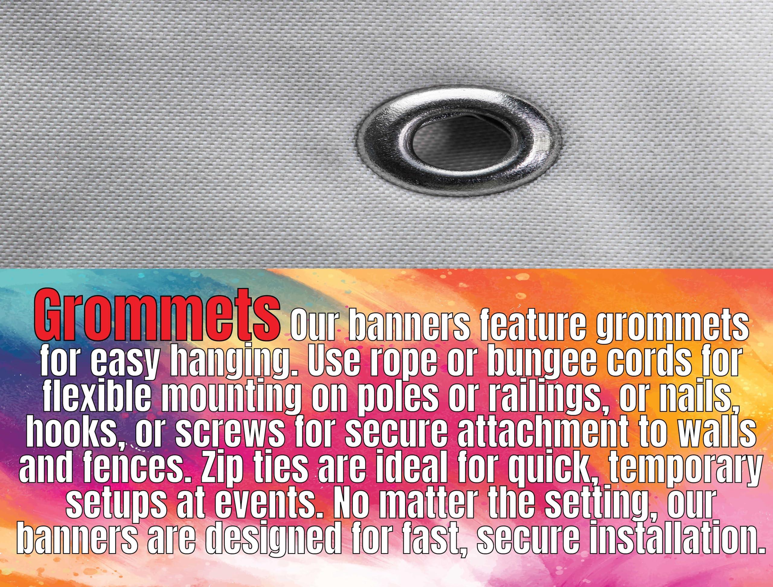 J+M Prints Personalized Custom Vinyl Banner Printing Indoor or Outdoor use Printed Business Event Birthday Party Large Custom Vinyl Banner for Party Decoration (Banner WITH hem, 36x24in(3x2ft))