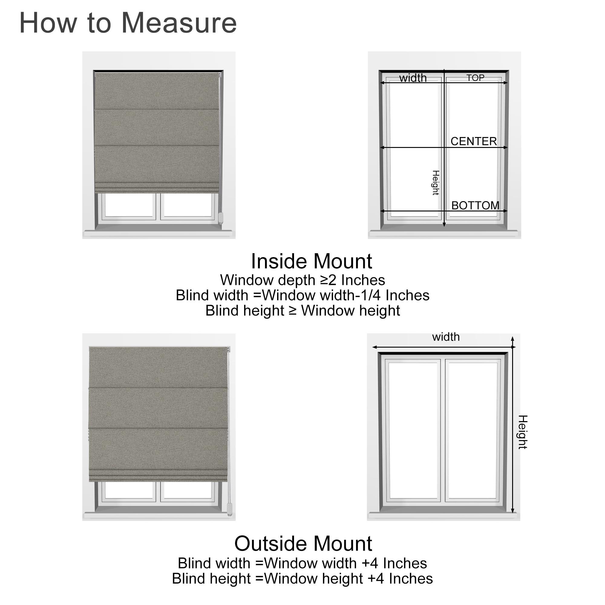 PQRSHADE PQRSHADE Light Filtering Roman Shades for Interior Windows, Heat Blocking Custom Roman Blinds for French Door Window,94" W x 72" H,Beige