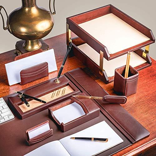 Dacasso Dacasso D3420 Classic Leather Desk Set, 10pcs, Chocolate Brown