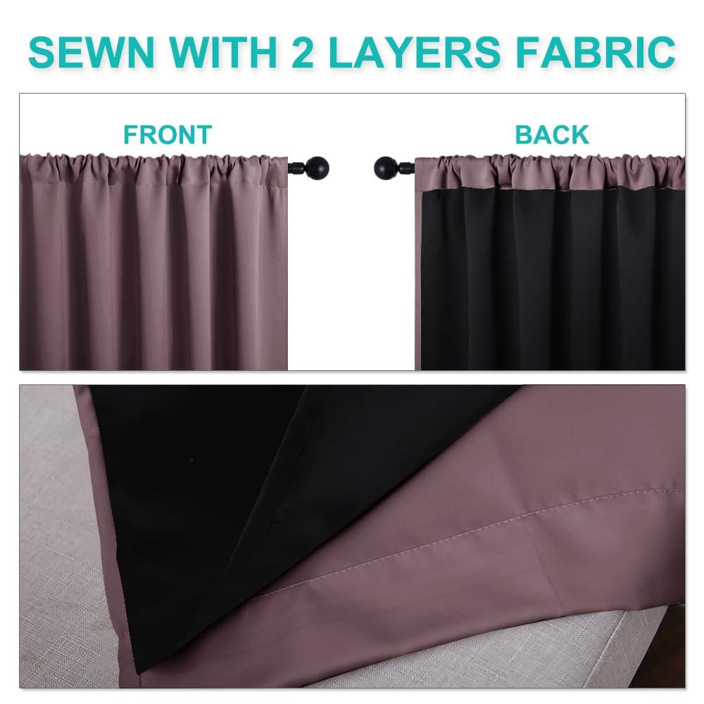 NICETOWN NICETOWN 100% Blackout Curtains for Living Room, Privacy Protection & Noise Reducing Drapes, Black Lined Window Treatment Curtain Panels for Patio Sliding Glass Door (Dry Rose, 2 Pieces, W52 x L84)
