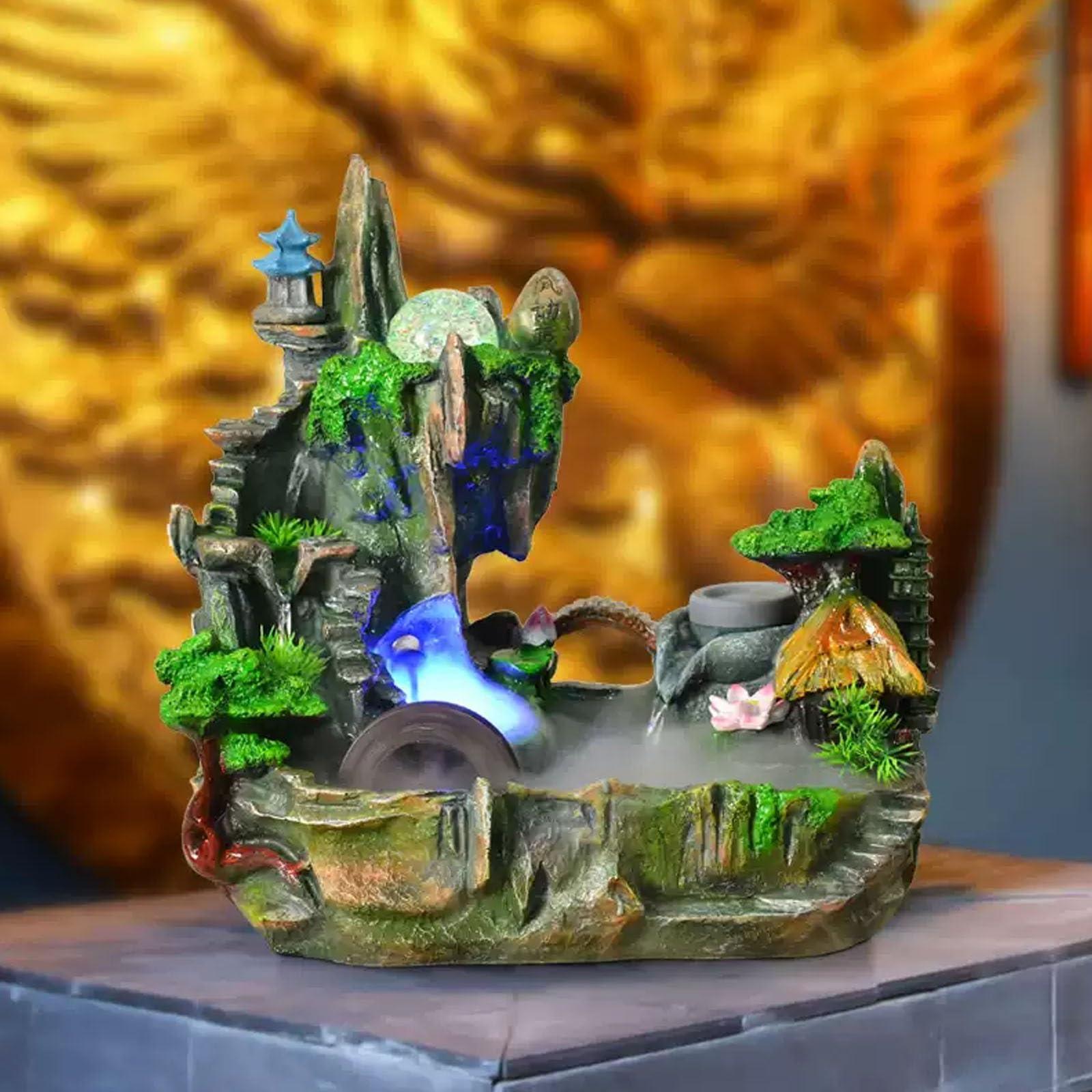 APMOE Table Fountain, Tabletop Fountain Indoor Waterfall Desk Fountain for Office Zen Water Fountain Small Water Fountain Indoor Water Fountains Tabletop(Small)