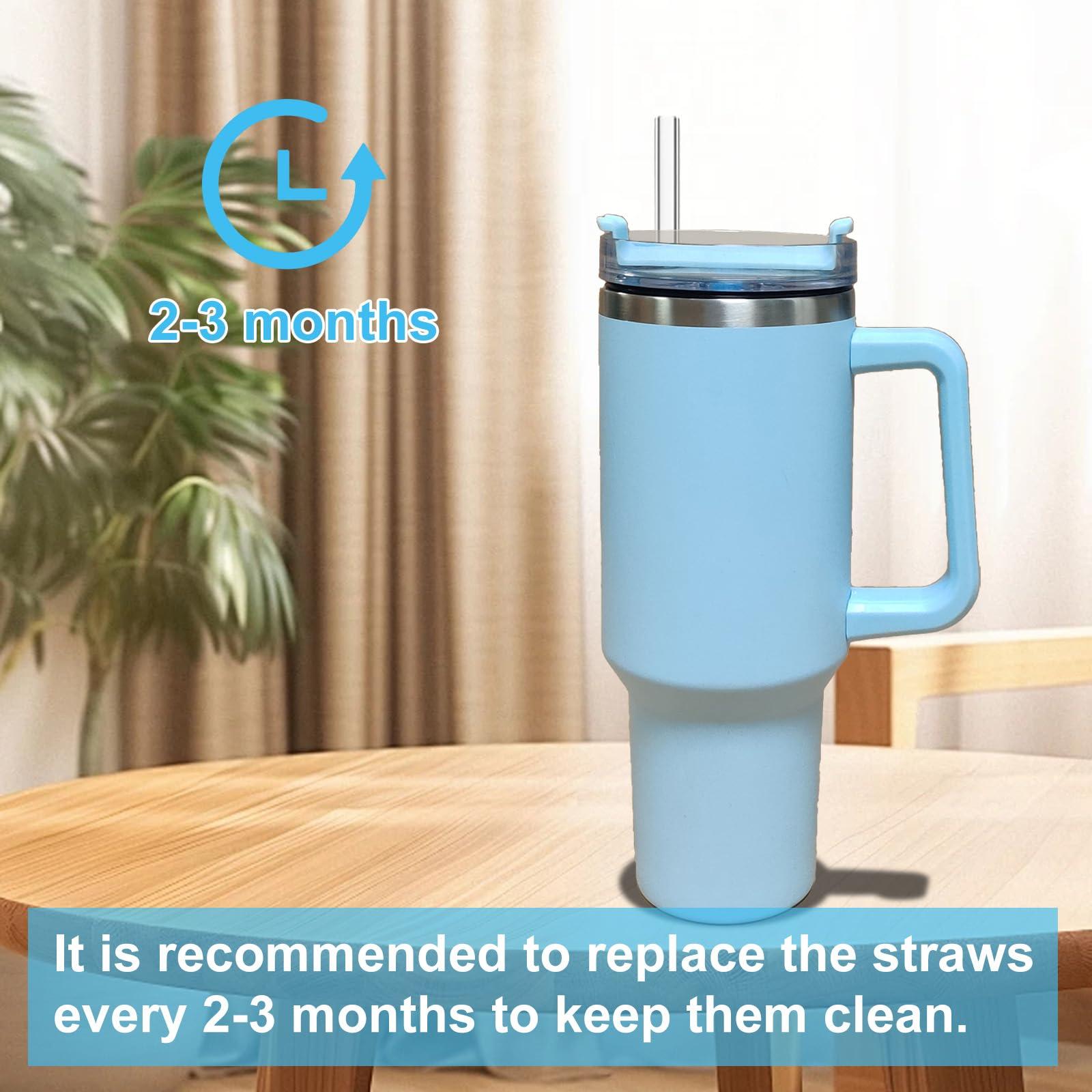 Ajedrmy 8 Pack Replacement Straw for Stanley Adventure Quencher 40 oz 30 oz Cup Tumbler, Reusable Straws for Stanley 40 oz & Simple Modern Tumbler with Handle, with Cleaning Brush for Stanley Cup Accessories