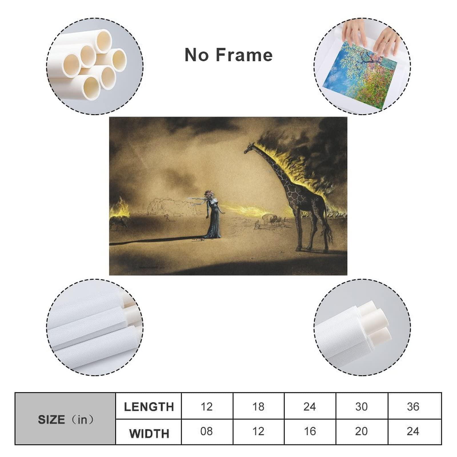 BEBUSH Surrealist Painting The Burning Giraffe Salvador Dali Canvas Prints Wall Art Paintings Canvas Wall Decor Home Decor Living Room Decor Aesthetic 20x30inch(50x75cm) Unframe-Style