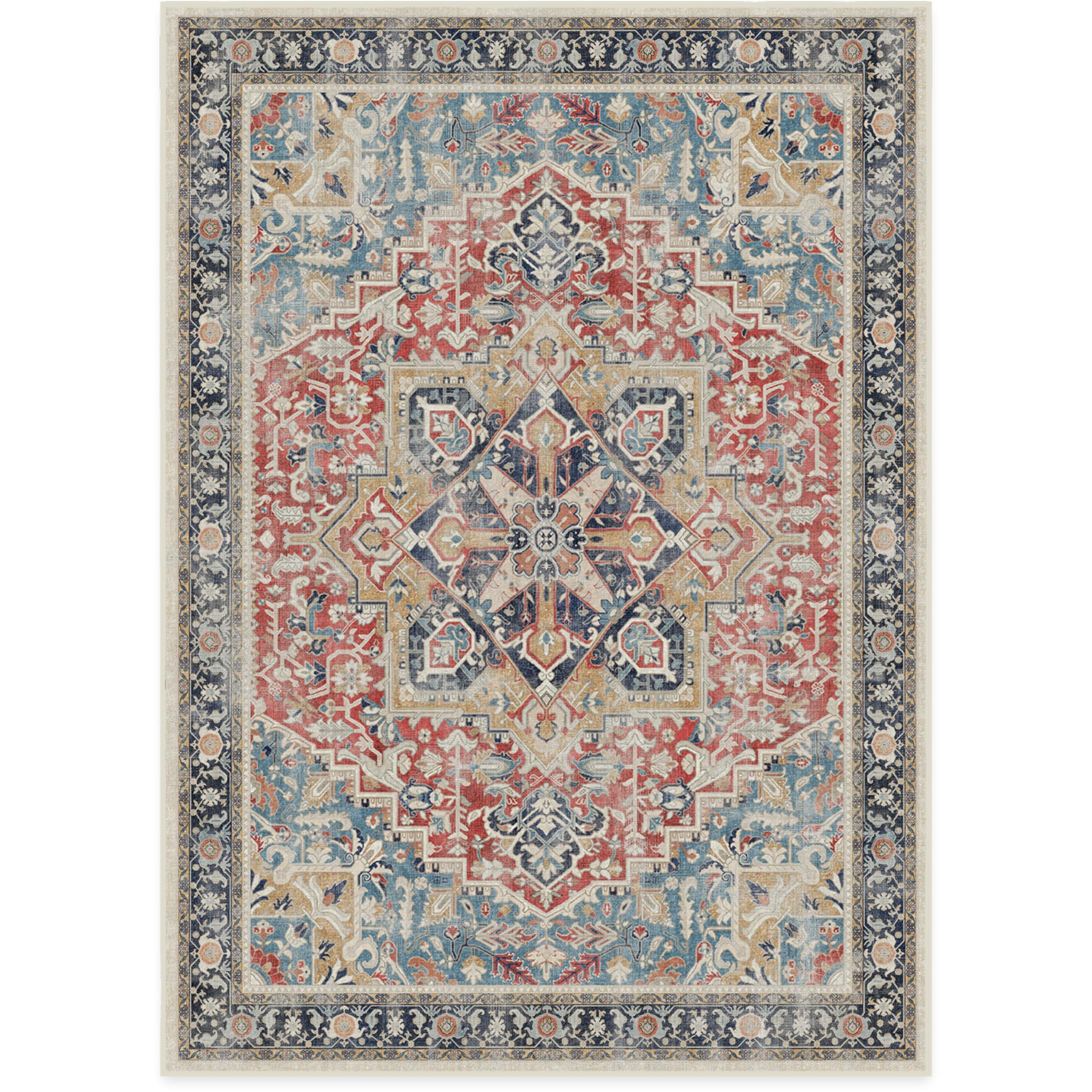 RUGGABLE RUGGABLE Kamran Washable Rug - Perfect Washable Area Rug for Living Room, Bedroom, Kids Room, Nursery - Stain & Water Resistant, Non-Slip, Pet & Child Friendly - Cayenne Red 10'x14' (Cushioned Pad)