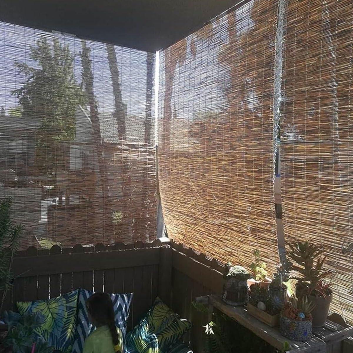 HomeLoft Basics Roll Up Bamboo Blinds for Indoor/Outdoor Patio Roller Blinds Waterproof Bamboo Shades for Porch Sun Shade, Woven Breathable Curtains for Home Roman Shades Privacy, Cordless (Color : 42" W x 48" H)