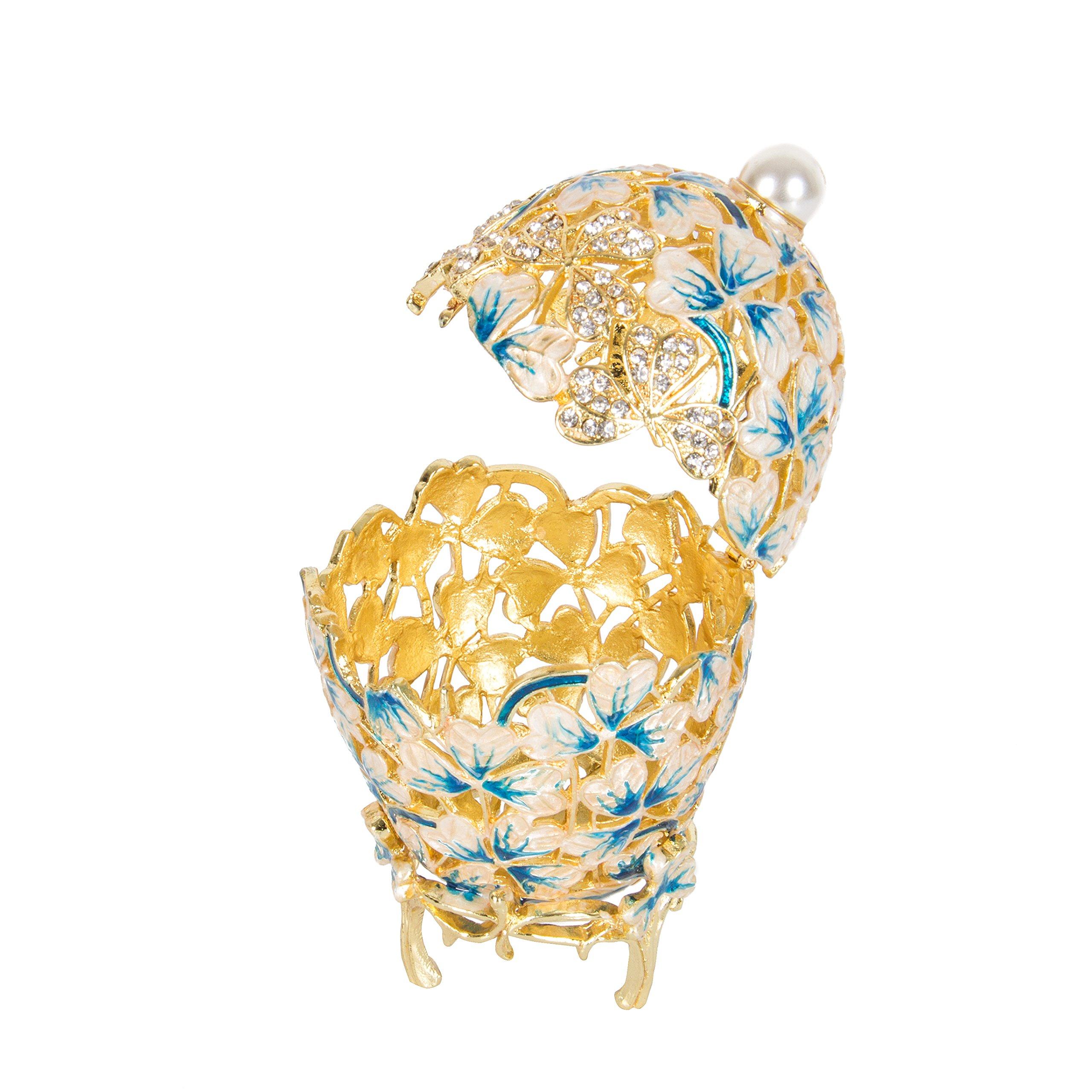 QIFU QIFU Hand Painted Easter Egg Style Enamel Trinket Box Unique Gift for Family