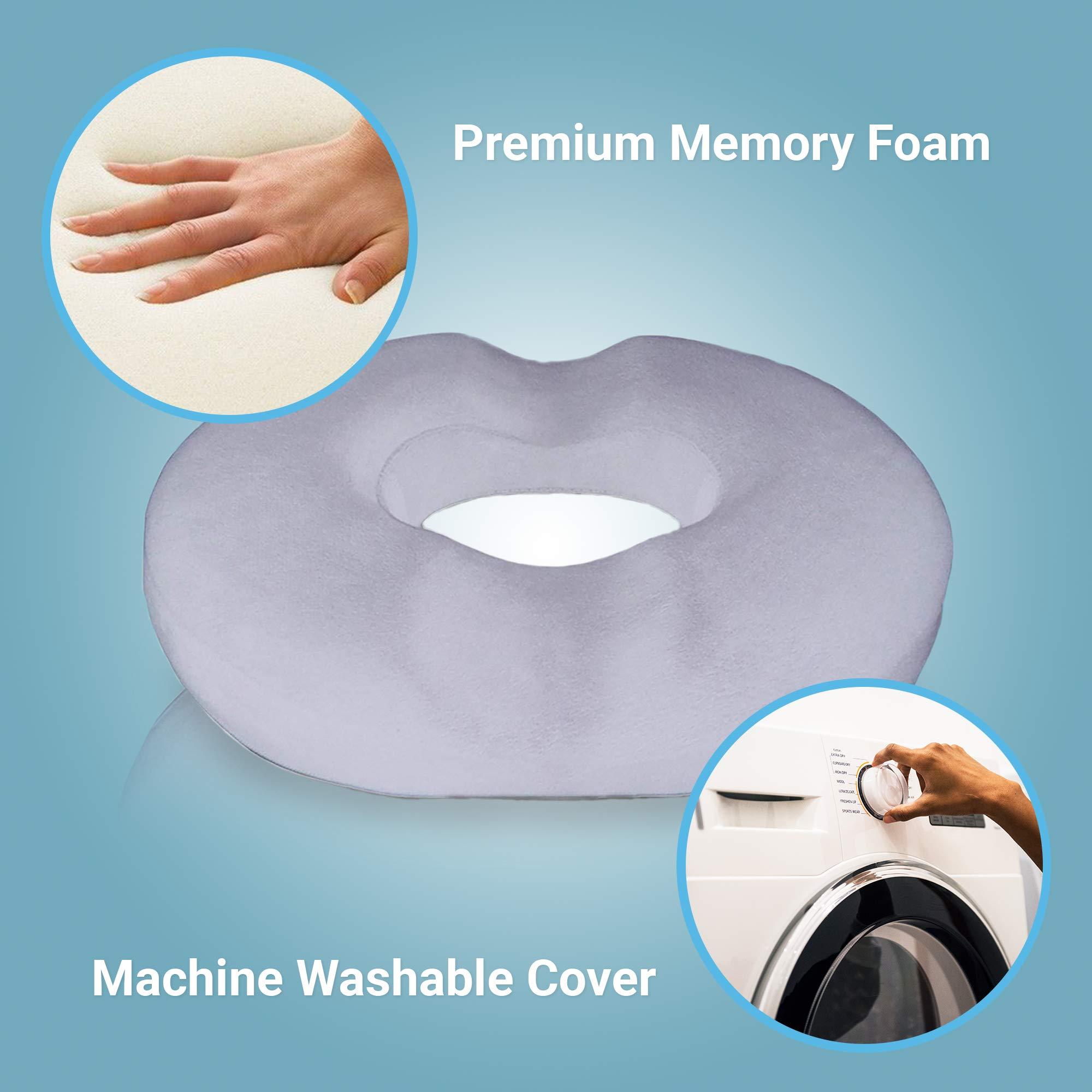 Dr. Flink Donut Pillow Hemorrhoid Seat Cushion - Orthopedic Memory Foam – Contoured Luxury Comfort, Pain Relief and Supports Prostate, Pregnancy, Post Natal Sciatica Coccyx, Surgery & Tailbone Pressure Dr Flink