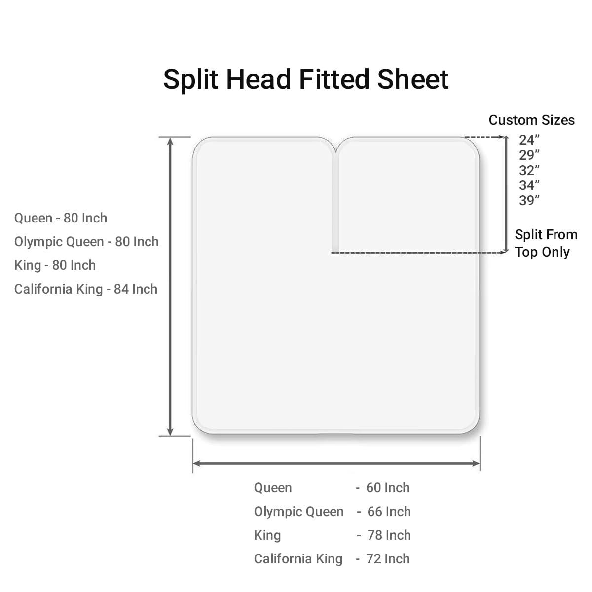 SGI bedding SGI bedding 34\" Cal King Split Top Flex Head Sheet 100% Egyptian Cotton Sheet Set 1000 Thread Count Flex Top Sheet for Adjustable Bed 4Pc Sheet Set 18\" Deep Pocket for Sleep Number Bed - Dark Gray