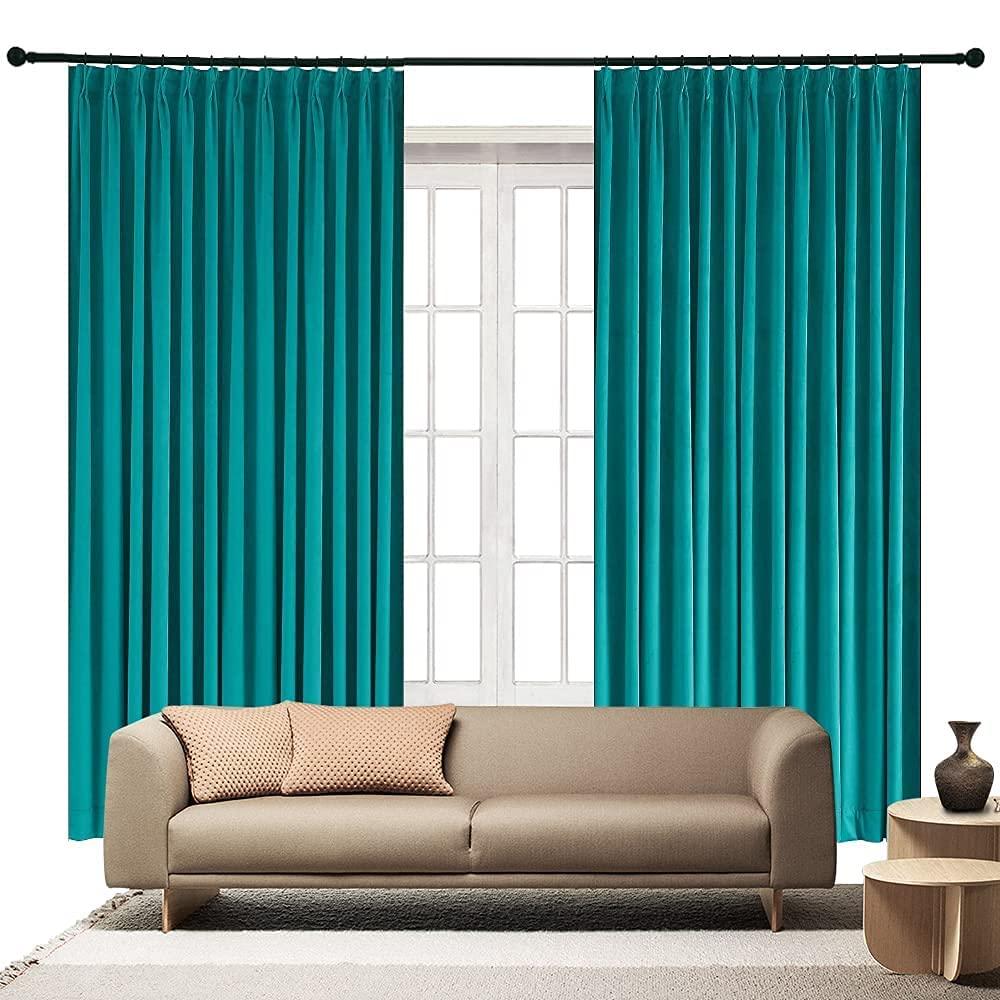 Sky Wave Double Pinch Pleated Blackout Curtains for Bedroom and Living Room with Perfect Size and Very Easy Hanging via Hooks.(Turquoise 72 Inch Wide by 54 Inch Long- 1 Panel.)