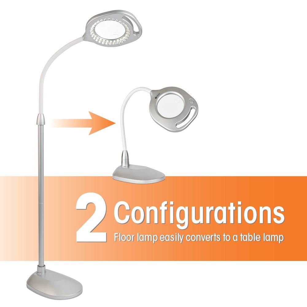OttLite OttLite 2-in-1 LED Magnifier Light Floor and Table Lamps Optical Grade Hands-Free Magnifying LED Light, Modern Design for Crafting, Sewing, Reading, Needlework