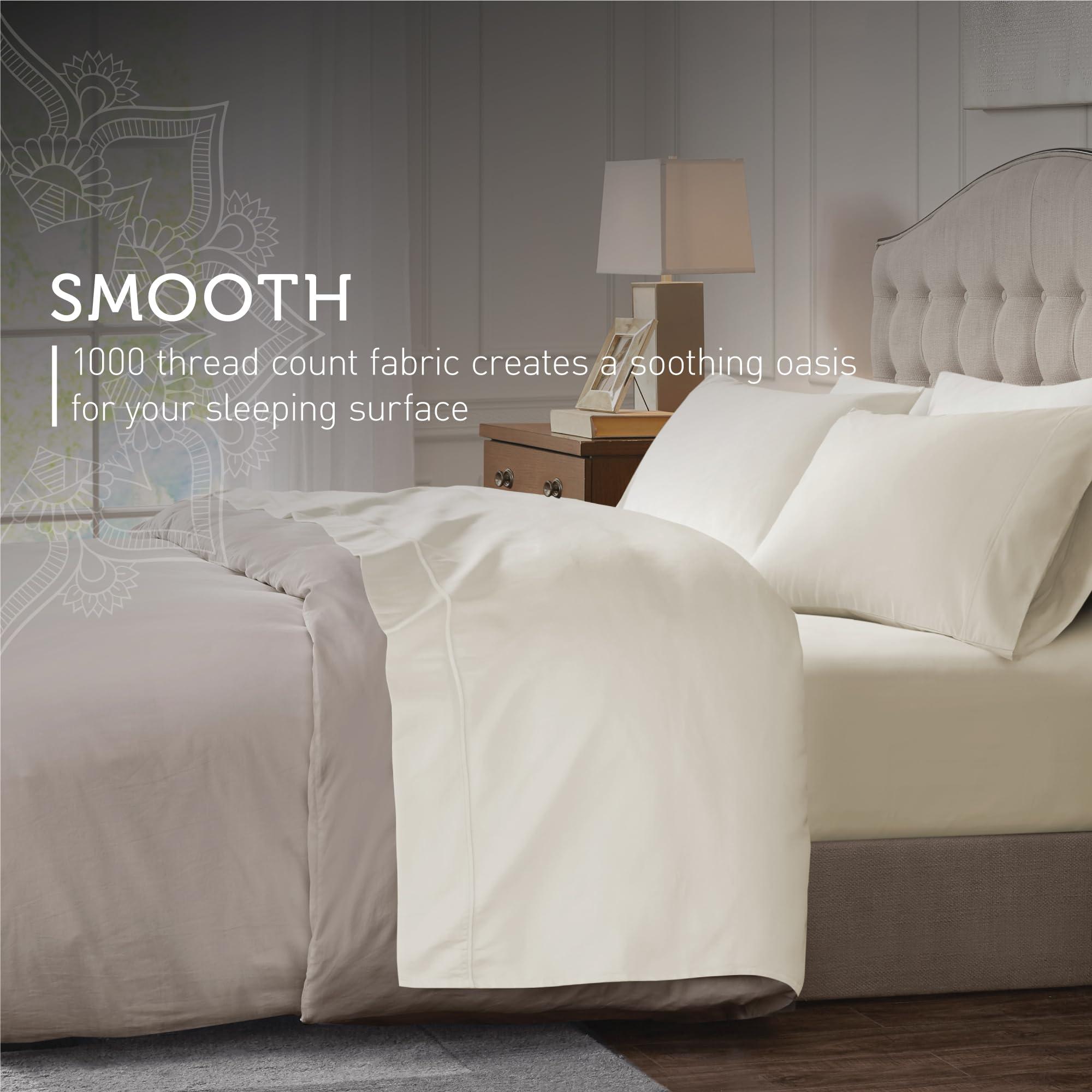 Hyde Lane Hyde Lane Luxury 1000 Thread Count 100% Cotton California King Bed Sheets | Very Comfy Soft & Thick with Deep Pocket - Fits up to 18\" Mattress, Cotton Bed Sheets Cal King - 4 PC (Ivory/Cream)