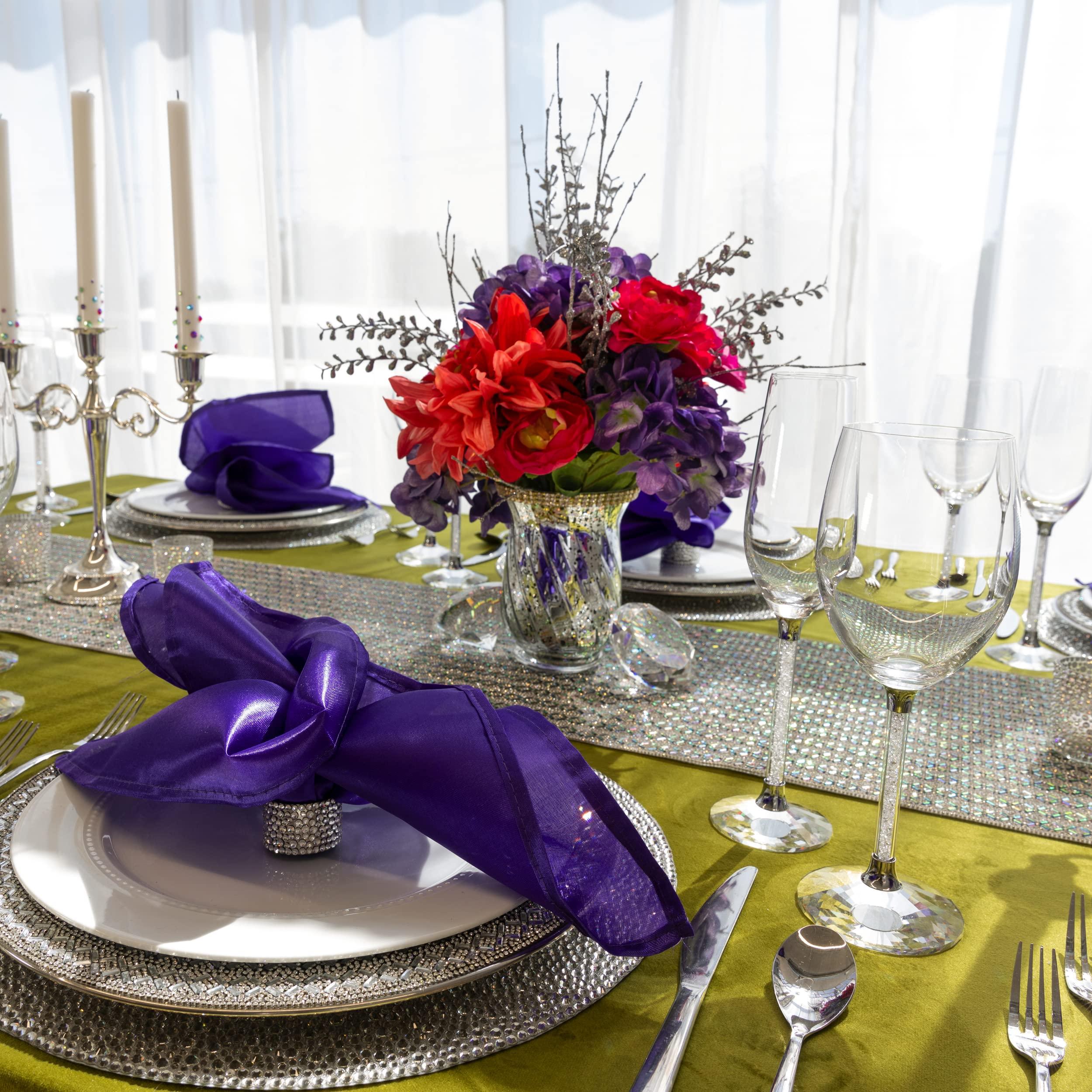 Sparkles Home Madison Avenue Table Runner, Glass Rhinestones in Dazzling X Pattern, for Formal Dining Table Settings, Events, Weddings, Rainbow, 108\", Sold Individually