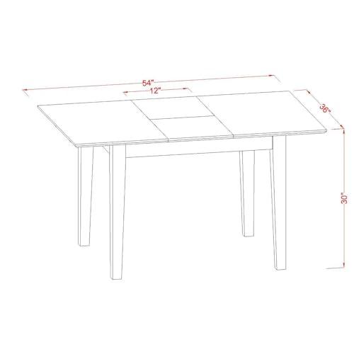 East West Furniture East West Furniture MLDA5-MAH-24 5-Piece Dinette Set Consists of a Rectangle Dining Table with Butterfly Leaf and 4 Black Polyester Fabric Padded Chairs, 36x54 Inch, Mahogany