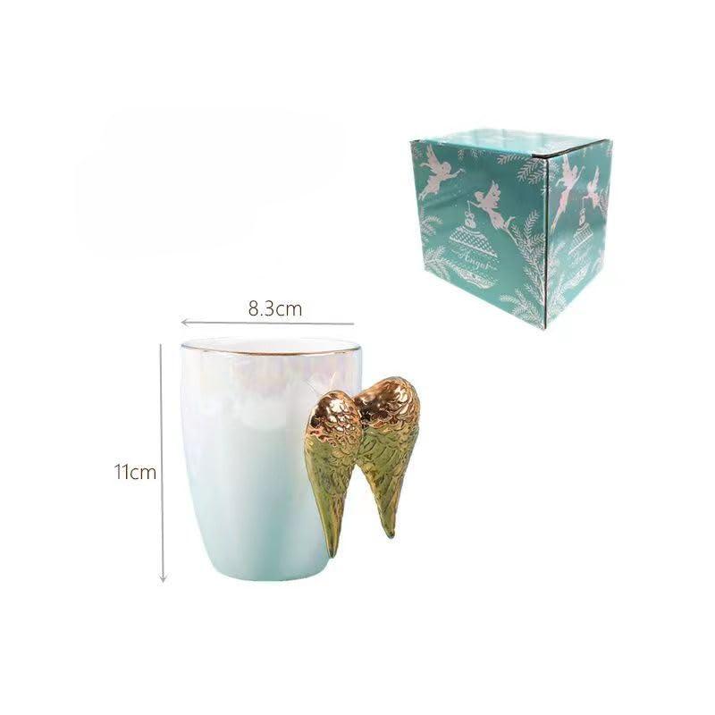 Littlefall 14oz Winged Angel Mug , Creative Wings Ceramic Coffee Cup Mugs, A Good Omen Coffee Mug , Porcealin Cup Angel gifts for Girl Women,bridesmaid gifts,Mother\'s Day Gifts Mug (white)