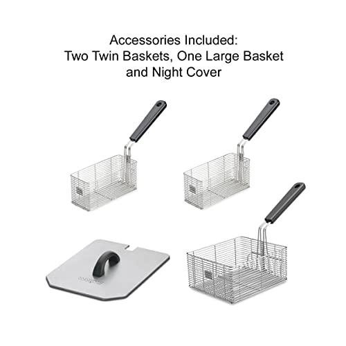 Waring Waring Commercial WDF1000 Heavy Duty 10 lb. Single Basket Deep Fryer , Includes 3 Fry Baskets & Night-Cover-1800W, 120V, 5-15 Plug