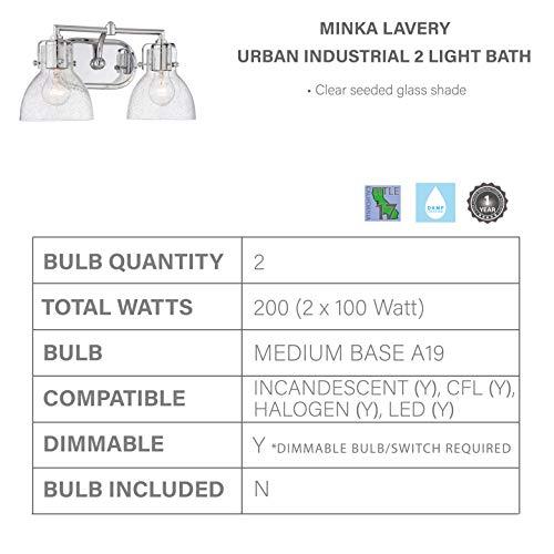 Minka Lavery Minka Lavery Urban Industrial Wall Light Fixtures 5722-77 Wall Bath Vanity Lighting, 2-Light 200 Watts, Chrome