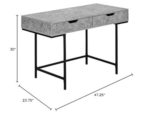 Monarch Specialties Monarch Specialties I 7559 Computer Desk, Home Office, Laptop, Storage Drawers, 48" L, Work, Metal, Laminate, Grey, Black, Contemporary, Modern