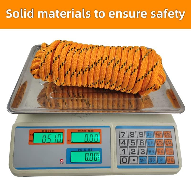 GIAHAND Diamond Braided Polypropylene Rope Nylon Rope Mix Thick Heavy Duty Ropes 1/2 inch 50ft High Strength Rope Perfect for Clothesrope Camping Hiking and Other Outdoor Activities Orange