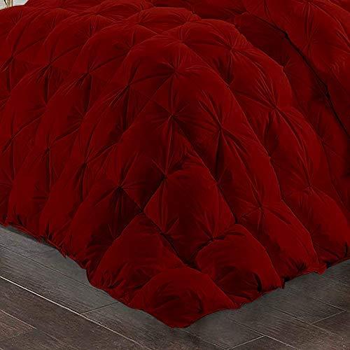 Glamour Bedding Glamour Bedding Warm 600 GSM Burgundy 5 Pieces Pinch Pleated Super King Size Comforter Set (Comforter + 4 Pillowcases) 800 Series Egyptian Cotton Duvet Insert