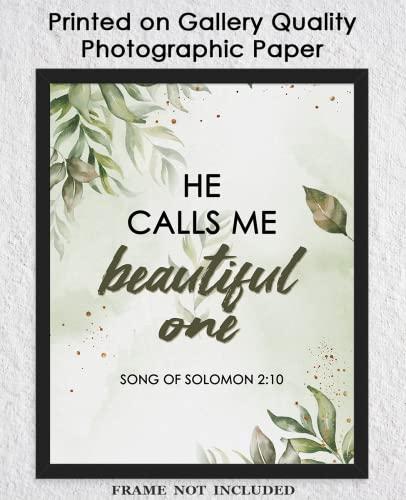 Buzz Unplugged He Calls Me Beautiful One. Song of Solomon 2:10 - Inspirational Bible Verses, Christian Scripture Positive Quotes, Religious Bible Verse Wall Art Decor For Home & Office | Unframed Posters 11x14\"