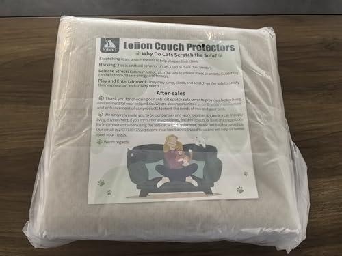 Loiion Cat Scratch Furniture Protector - Anti-Slip, Waterproof Sofa Cover to Keep Cats Off, Pet-Friendly Couch Protectors for 3 Cushion Couch, Khaki Anti-Scratch Couch Cover for Pets and Kids 134\"X71\"