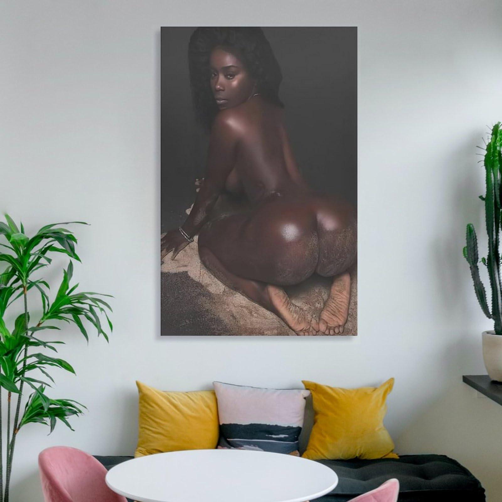 HBHCLXN HBHCLXN Sexy African Woman Art Poster Big Ass Poster Black Girl Body Poster Canvas Wall Art Posters For Room Aesthetic And Decor Pictures For Living Room Bedroom Decor 08x12inch(20x30cm)