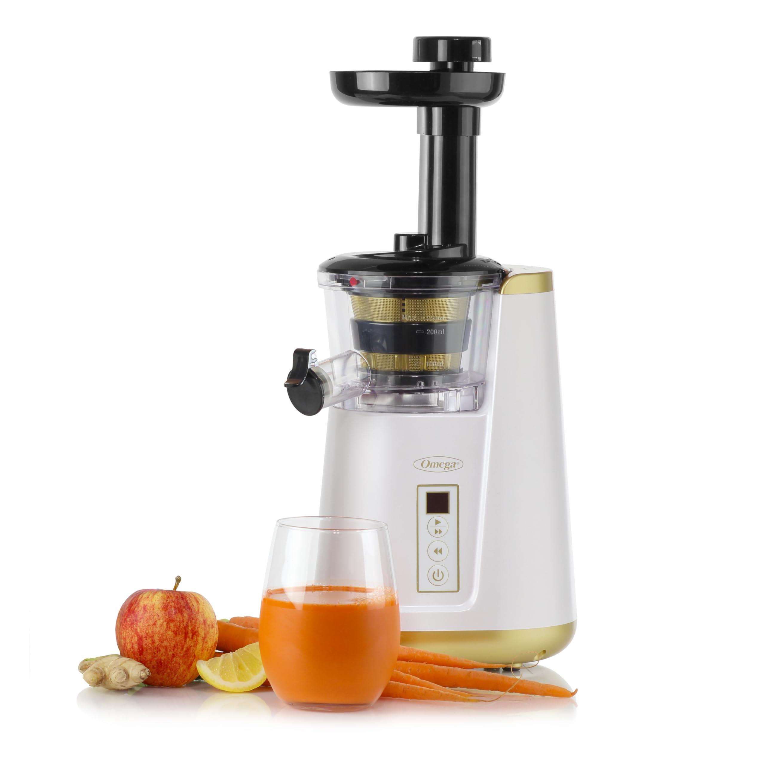 Omega Omega Juicer Cold Press 365 Vertical Slow Masticating Extractor for Fruits and Vegetables, BPA-Free, 65 RPM, 150-Watts, White